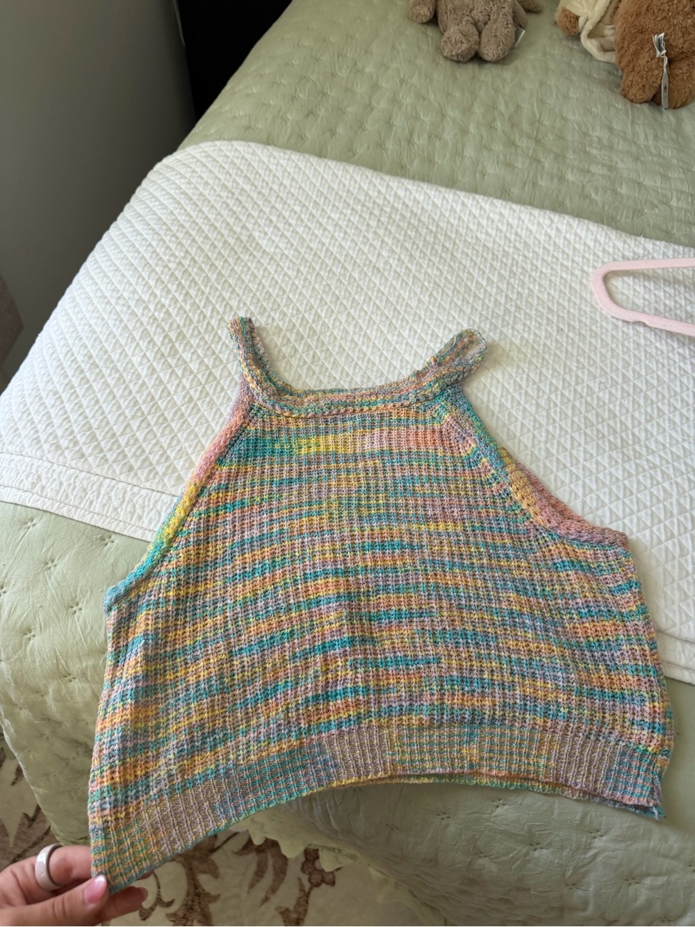Multicolor Knit Cropped Tank Top